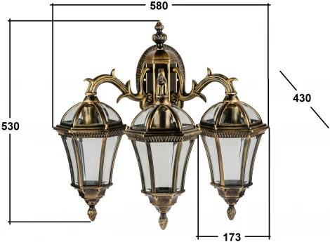 Настенный фонарь уличный Oasis Light ROMA S 95202S 3 15L Gb (220V, IP44)