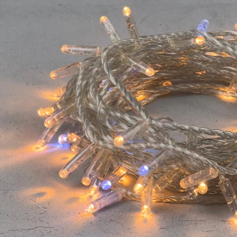 Гирлянда Нить с колпачком 10м Экстра тепло-белая с мерцанием белого диода 220В, 100 LED, провод прозрачный Laitcom PST100BLWCAP-10-2EWW