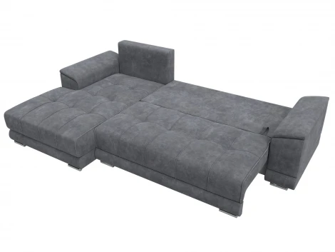 Диван угловой НордСтар левый угол (ДСП,Брус/Пластик/Велюр/Темно-серый) Лига Диванов 127935L