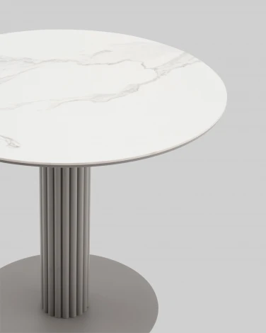 Стол круглый Терралино D90 верх керамика белый матовый, основание металл латте Stool Group арт.УТ000041594