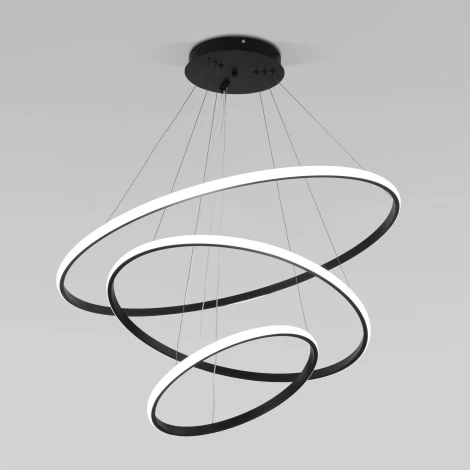 Подвесной светодиодный светильник ярусный Collars 90264/3 черный Eurosvet (регулировка яркости, 220V, пульт управления, на тросе)