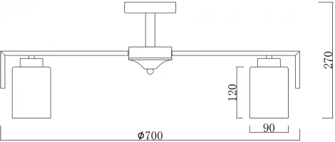 Потолочная люстра на штанге Escada Style 1142/7P Gold 7х60Вт E27, металл/стекло, золото (220V)