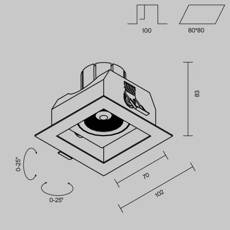 Встраиваемый светильник светодиодный Maytoni Technical Metal Modern DL008-12W2.7-3-4K-B