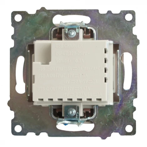 Розетка USB Type A+С (шоколад) Stekker Катрин 50057