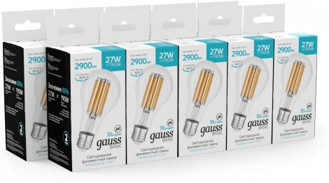 Лампочка светодиодная филаментная Gauss Filament 40712272 А70 27W 2900lm 4100К Е27 LED