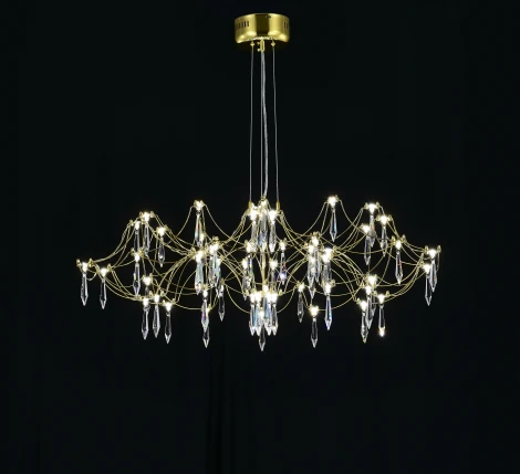 Подвесная люстра светодиодная с пультом и хрустальными подвесками Asfour MyFar Ersilia MR2663-60P-76AP