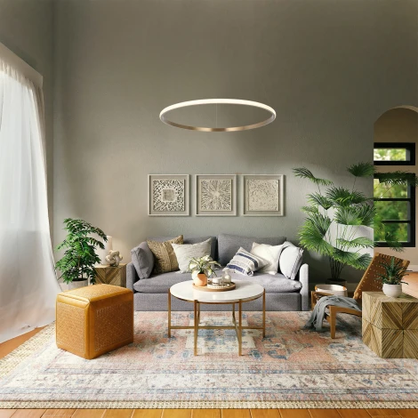 Подвесной светильник Eurosvet Collars 90264/1 латунь (регулировка яркости, LED, 220V, пульт управления, на тросе, кольцо)