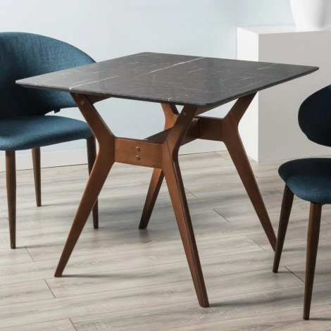 Стол R-Home Нарвик 860*860 мрамор Графит /темный орех