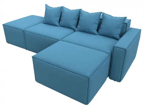 Диван угловой модульный Лига-063 угол правый (ДСП/Пластик/Рогожка/Голубой) Лига Диванов 129786