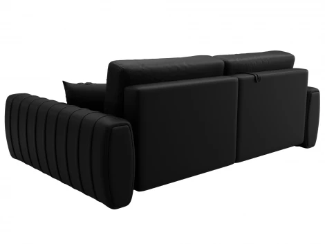 Диван угловой Лига-057 НПБ угол правый (ЛДСП,Брус,Фанера/Пластик/Экокожа/Черный) Лига Диванов 130034