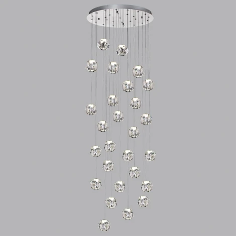 Потолочная каскадная люстра Odeon Light Jemstone 5084/120L хром/прозрачный/металл/акрил LED 120W 4000K 6000Лм (220V, на проводе)