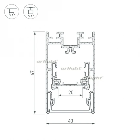 Профиль с экраном S2-LINE-4067-2500 ANOD+OPAL (Алюминий) 021172 Arlight