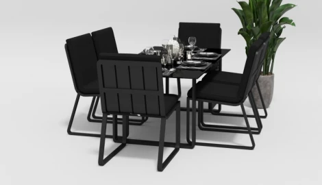 Обеденная группа Gardenini Voglie (Алюминий,Закаленное стекло,Ткань/Темно-серый,Черный) DVGL.010618.C2