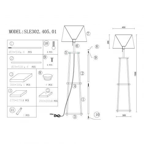 Торшер ST Luce Menola SLE302.405.01 (220V, выключатель, куб)