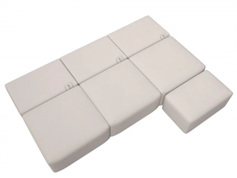 Диван угловой модульный с пуфом Лига-060 НПБ Лонг угол универсальный (ЛДСП,Брус,Фанера/Пластик/Замша/Бежевый) Лига Диванов 129525