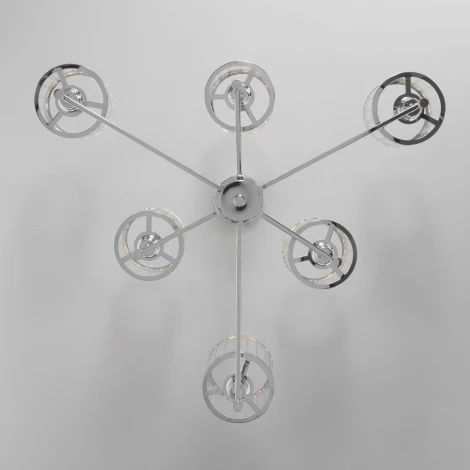 Потолочная люстра Wi-Fi на штанге Eurosvet Inari 60144/6 хром (220V, управление смартфоном, голосовое управление, умный дом - Minimir Home, Алиса, Маруся, Салют)