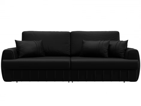 Диван прямой Лига-057 НПБ (ЛДСП,Брус,Фанера/Пластик/Экокожа/Черный) Лига Диванов 130026