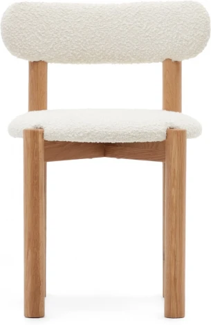 Nebai Стул из белой ткани букле и массива дуба с натуральной отделкой La Forma (ex Julia Grup) арт.178334