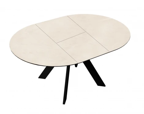 Стол DikLine SKC100 d1000 Керамика Krater Perla (бежевый матовый)/подстолье черное/опоры черные арт.00-00075479