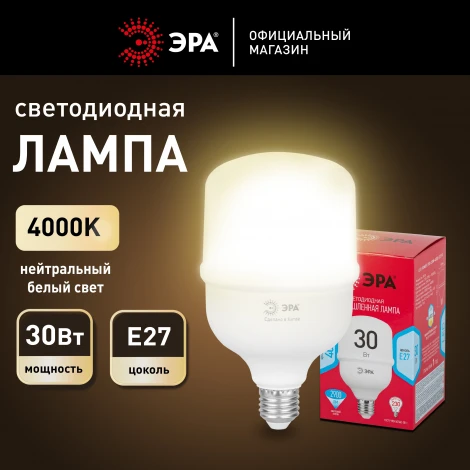 Лампочка светодиодная E27 30W ЭРА LED POWER T80-30W-4000-E27 R
