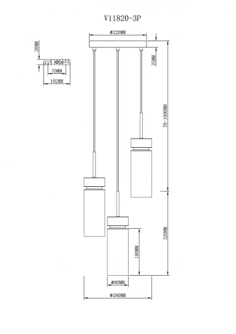 Подвесной светильник Moderli Almero V11820-3P