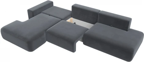 Диван угловой Лига-036 НПБ Модерн Лонг левый угол (Серый/Велюр) Лига Диванов арт.121429L