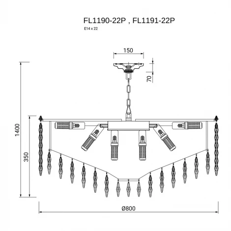 Подвесная люстра Fluorite Sovrana FL1191-22P