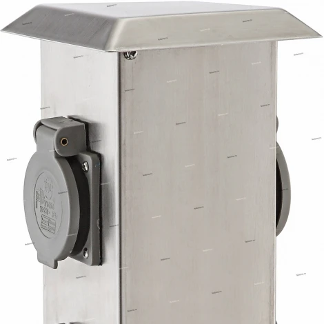 Столб со штепсельной розеткой Globo Pietra, 4 гнезда, никель с серым