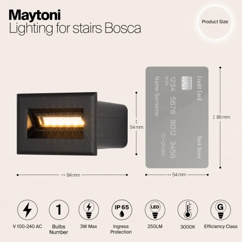 Подсветка для лестниц и ступеней встраиваемая Maytoni Bosca O045SL-L3B3K (LED, 220V, IP65)