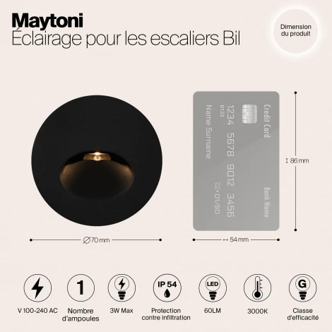 Подсветка ступеней лестницы встраиваемая Bil O015SL-L3B3K (LED, 220V, круглые, IP54)