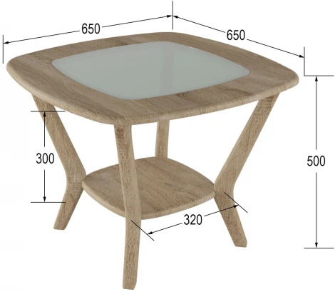 Стол журнальный Мельбурн со стеклом дуб сонома/дуб сонома от фабрики Mebelik
