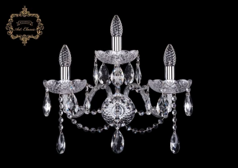 Бра Art Classic 10.12 10.12.2+1.165.XL.Cr.Sp (220V, хрусталь, подвески, подсвечник, свеча)