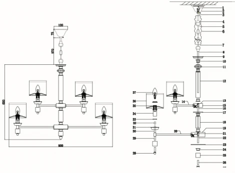 Подвесная люстра Lumien Hall Vivien LH1038/15H-CO-WT