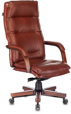 Кресло руководителя Бюрократ T-9927WALNUT светло-коричневый Leather Eichel кожа крестовина металл/дерево
