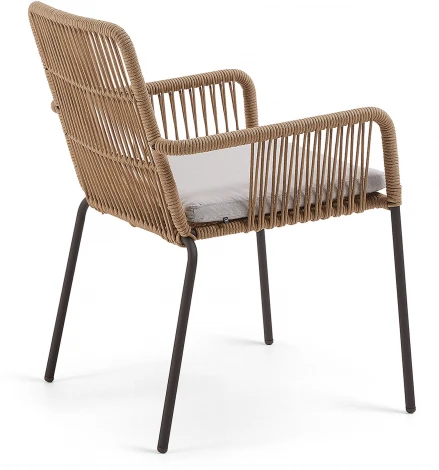 Стул уличный La Forma (ex Julia Grup) Samanta (Бежевый,Серый/ Веревка,Пена,Сталь)