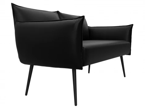 Диван прямой Лига-083 (Фанера/Металл/Экокожа/Черный) Лига Диванов 131068