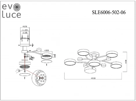 Потолочная люстра на штанге Evoluce Faema SLE6006-502-06
