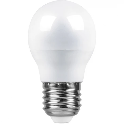 Лампочка светодиодная шар белая колба E27 9 Вт 4000K нейтральное белое свечение Feron 25805