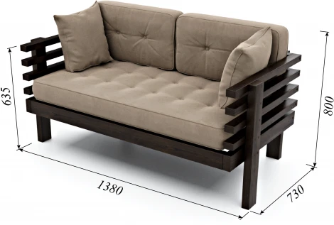 Диван Arsko Стоун Мини венге бежевый велюр