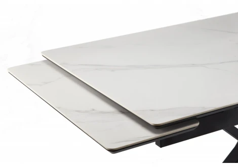 Кухонный стол Notta Старлайт 140(200)х80 snow alpin white / черный