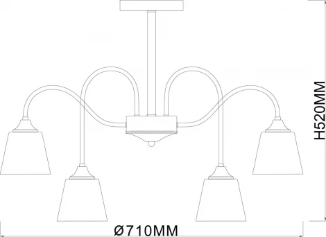 Потолочная люстра на штанге Escada Cobra 1147/6P E27*40W Black/Brass (220V)