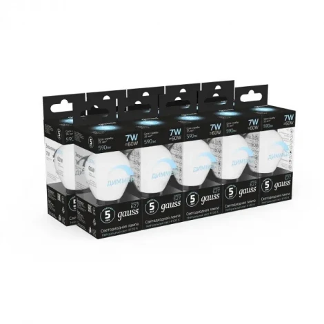 Лампочка светодиодная E27 6,5 Вт 640 lm 4100K нейтральное свечение Gauss 105102207