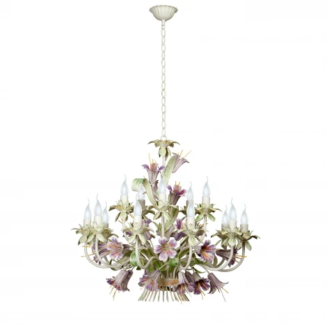 Подвесная люстра Vitaluce V1116/15 (220V, на цепи, свеча, цветы, листья, природа)