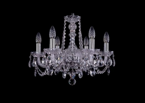 Подвесная люстра Bohemia 1402 1402/6/160/Ni (220V, хрусталь, на цепи, подсвечник, свеча)