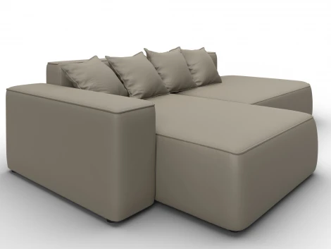 Диван угловой Лига-065 угол левый (ДСП/Пластик/Экокожа/Бежевый) Лига Диванов 129802L