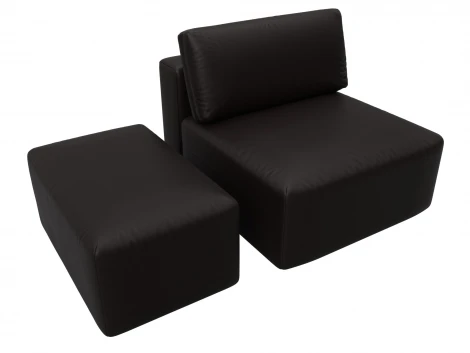 Модули диван и пуф Лига-060 НПБ (ЛДСП,Брус,Фанера/Пластик/Экокожа/Коричневый) Лига Диванов 130085