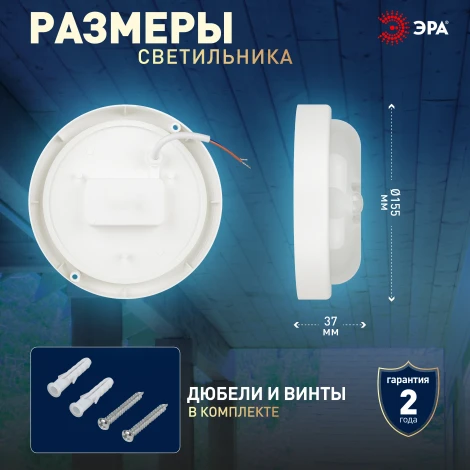 Потолочный светильник светодиодный с ИК датчиком движения ЭРА SPB-2 SPB-201-3-65K-012