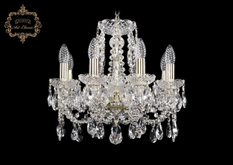 Подвесная люстра Art Classic 11.21 11.21.8.141.Gd.Sp (220V, хрусталь, на цепи, подсвечник, свеча)