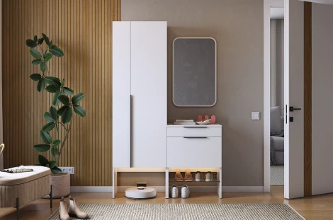 Прихожая "Баско К8" Mebelson (ЛДСП/Светлое дерево,Черный) арт.ПК08Баско.3422