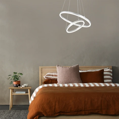 Подвесной светильник Escada Void 10254/2LED 66W Silver APP (регулировка яркости, 220V, пульт управления, управление смартфоном, на тросе)